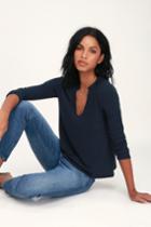 Project Social T Lianha Navy Blue Ribbed Long Sleeve Top | Lulus