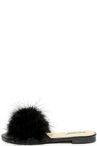 Cape Robbin Steph Black Feather Slide Sandals