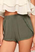 Lulus Breeze By Olive Green Embroidered Shorts