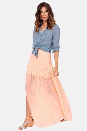 Blaque Label Pretty Parfait Peach Maxi Skirt
