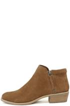 Steve Madden Tobii Cognac Suede Leather Ankle Booties