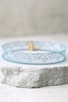 Lulus Slice Of Nightlife Teal Blue Lace Choker Necklace
