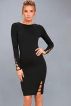 Lulus | Haute Commodity Black Long Sleeve Bodycon Dress | Size Large
