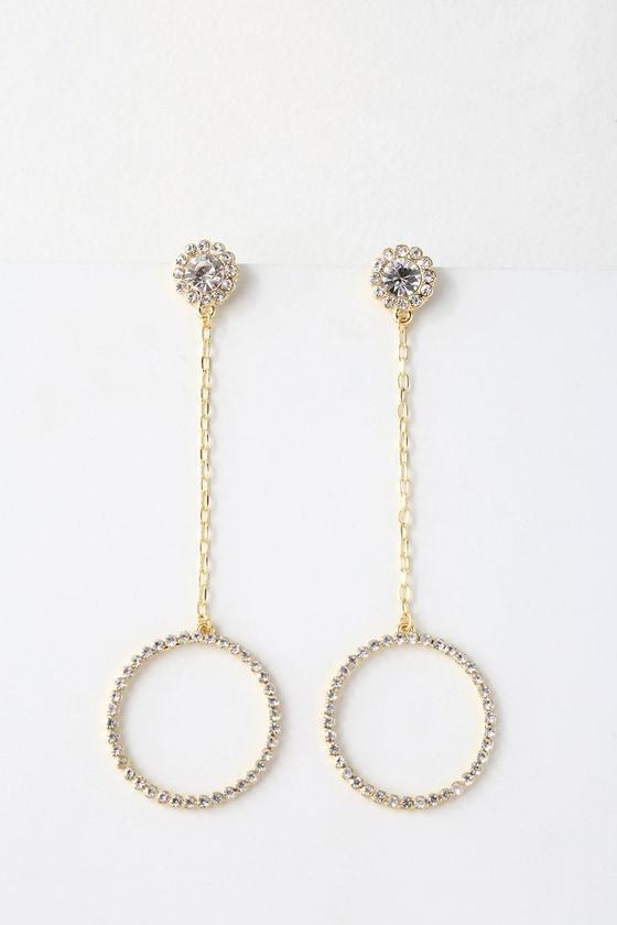 Awe Inspiring Gold Rhinestone Earrings | Lulus