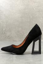 X2b Kehlani Black Suede Geometric Cutout Pumps | Lulus