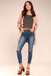 Trace Denim Friends Forever Medium Wash High-waisted Distressed Skinny Jeans