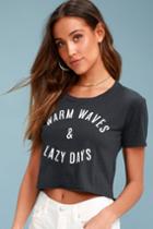 Billabong Warm Waves Navy Blue Cropped Tee | Lulus