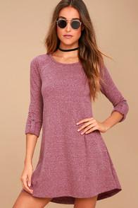Z Supply Concerto Washed Burgundy Long Sleeve Swing Dress