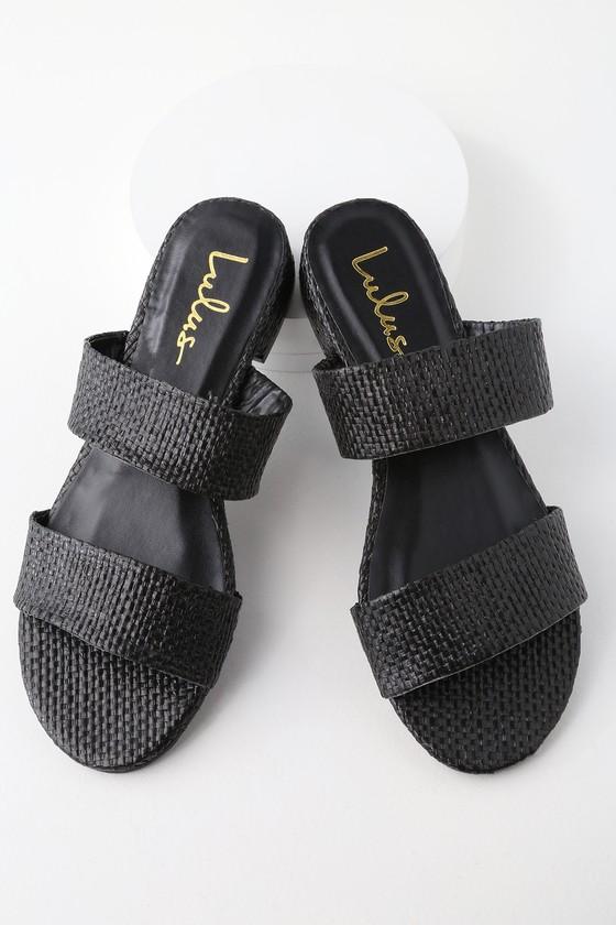 Decker Black Woven Slide Sandal Heels | Lulus