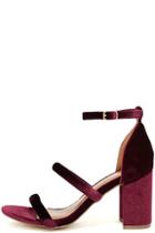 Shoe Republic La Cadee Wine Velvet Dress Sandals