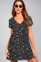 Lulus Dot It Like It's Hot Black And White Polka Dot Shift Dress