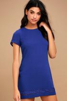 Lulus | Perfect Time Royal Blue Shift Dress | Size X-small | 100% Polyester