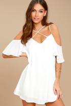 Lulus | Afterglow White Shift Dress | Size Small | 100% Rayon