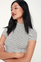 Look Smart White Striped Mock Neck Top | Lulus
