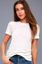 Breckelle's In The Raw Distressed Ivory Tee | Lulus
