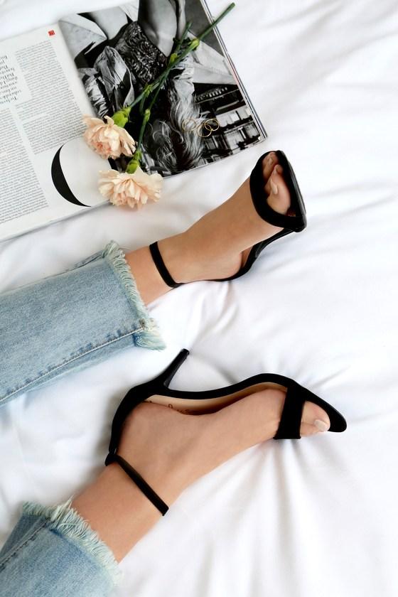 Published Author Black Suede Ankle Strap Heels | Lulus