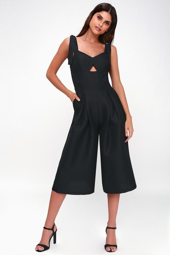 Alton Black Wide-leg Culotte Jumpsuit | Lulus