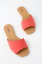 Qupid Remi Coral Rose Suede Slide Sandal Heels | Lulus