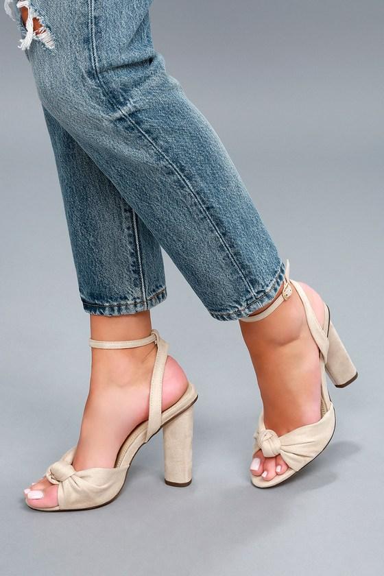 So Me Nessa Nude Suede Ankle Strap Heels | Lulus