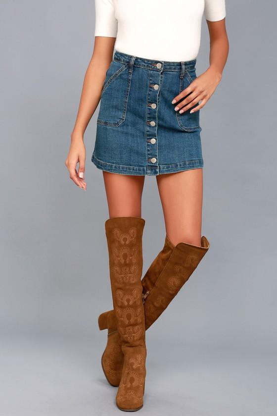 Sbicca | Chenoa Tan Suede Leather Embroidered Over The Knee High Heel Boots | Size 6 | Brown | Lulus