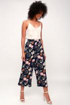 Last Bud Not Least Navy Blue Floral Print Culottes | Lulus
