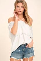 Lulus My Sweetie White Off-the-shoulder Top