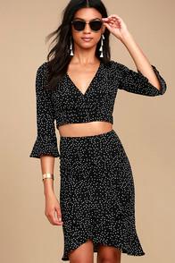Re:named Parisian Dream Black And White Polka Dot Pencil Skirt