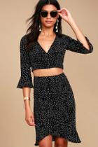 Re:named Parisian Dream Black And White Polka Dot Pencil Skirt