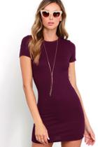 Lulus Hey Good Lookin' Short Sleeve Plum Purple Dress