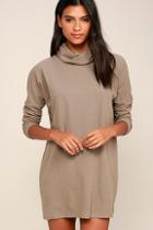 Lulus Scheme Of Things Taupe Long Sleeve Dress