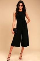 Re:named | On Track Black Midi Jumpsuit | Size Small | 100% Polyester | Lulus