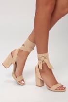 Diva Lounge Alta Natural Suede Lace-up Heels | Lulus