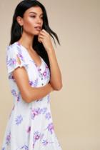 Olive + Oak Isolde White Floral Print Mini Dress | Lulus