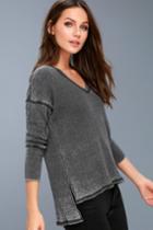 Project Social T | Sawyer Washed Black Long Sleeve Thermal Top | Lulus