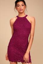 Lulus | Love Poem Magenta Lace Dress | Size X-large | Purple | 100% Polyester