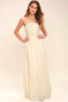 Lulus Stroll The Esplanade Cream Embroidered Maxi Dress