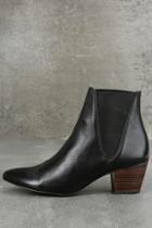 Amuse Society X Matisse Sass Black Leather Pointed Ankle Booties