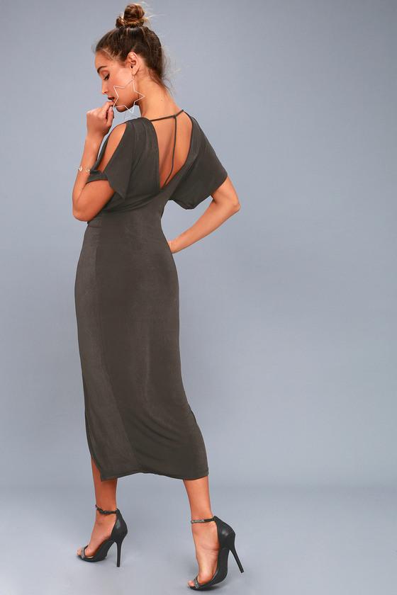 Astr The Label | Kiera Washed Black Midi Dress | Size Large | Lulus
