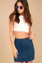 Free People | Modern Femme Dark Wash Denim Mini Skirt | Size 8 | Blue | Lulus