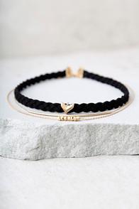 Lulus Arrow's Flight Gold And Black Choker Necklace Set