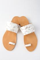 Urge Nimbin White Marble Leather Flat Sandal Heels | Lulus