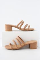 Bamboo Miami Camel Suede Peep-toe Mules | Lulus