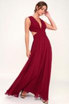 Vivid Imagination Wine Red Cutout Maxi Dress | Lulus