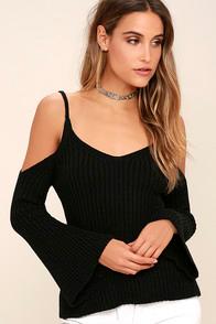 Lulus Gravity Black Sweater Top