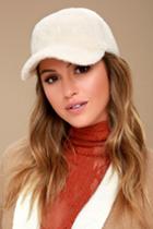 Obey | Delores Ivory Sherpa Baseball Cap | White | 100% Polyester | Lulus