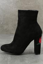 Wild Diva Lounge Gitana Black Suede Embroidered Mid-calf Boots