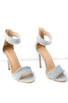 Freya Blue Denim Ankle Strap Heels | Lulus