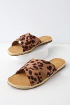 Koren Leopard Espadrille Slide Sandal Heels | Lulus