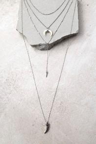 Lulus Walk This Way Silver Layered Necklace