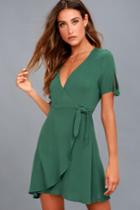 Lulus | My Philosophy Green Wrap Dress | Size Small | 100% Rayon